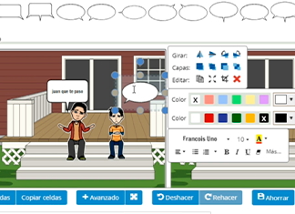 niño haciendo un cómic en la computadora